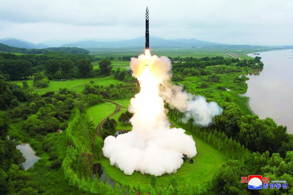 Hwasong-18 intercontinental ballistic missile is launched from an undisclosed location in North Korea. - Reuters 

