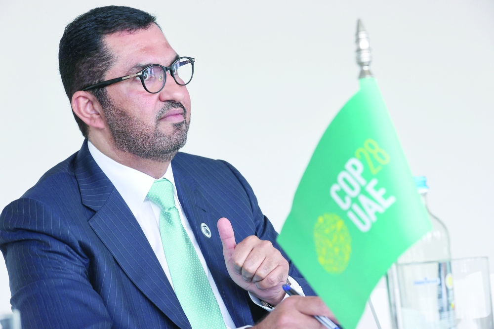 Sultan al Jaber, president of COP28 climate during the 7th Ministerial on Climate Action (MoCA) in Brussels. -  AFP