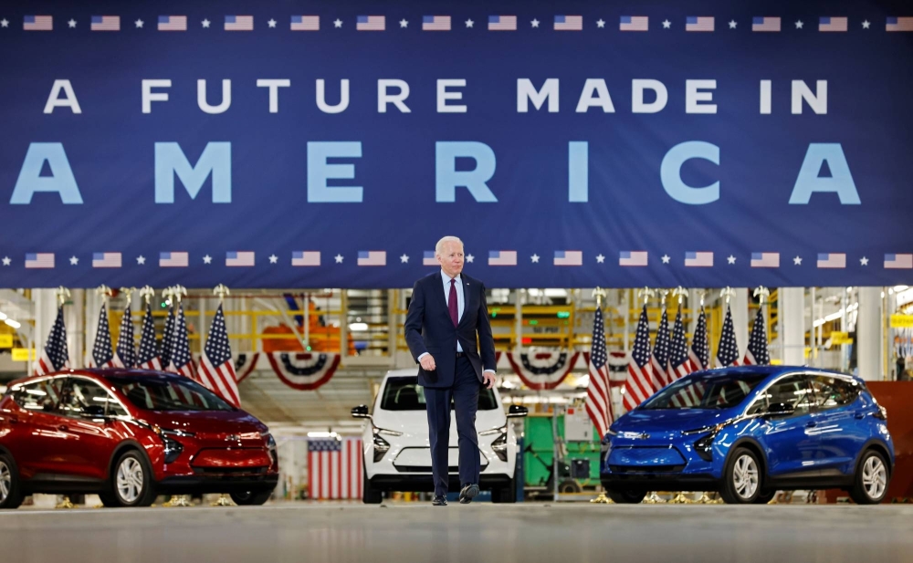 US President Joe Biden delivers remarks after touring the General Motors electric vehicle assembly plant in Detroit, in this file photo. — Reuters