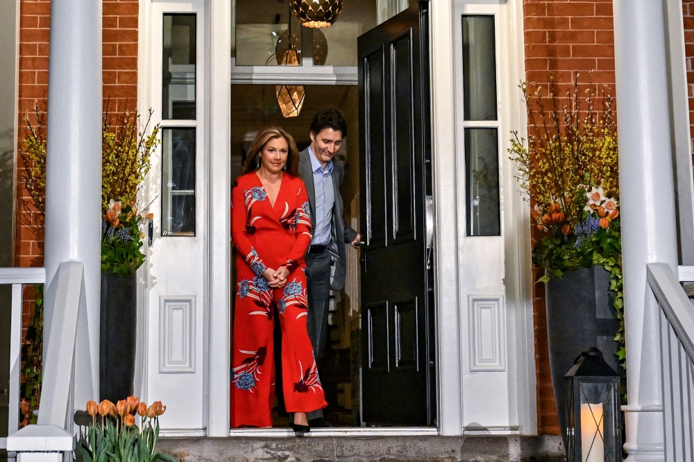 Canadian Prime Minister Justin Trudeau and his wife Sophie Gregoire Trudeau at Rideau Cottage, in Ottawa, Canada, on March 23, 2023. (Kenny Holston/The New York Times)