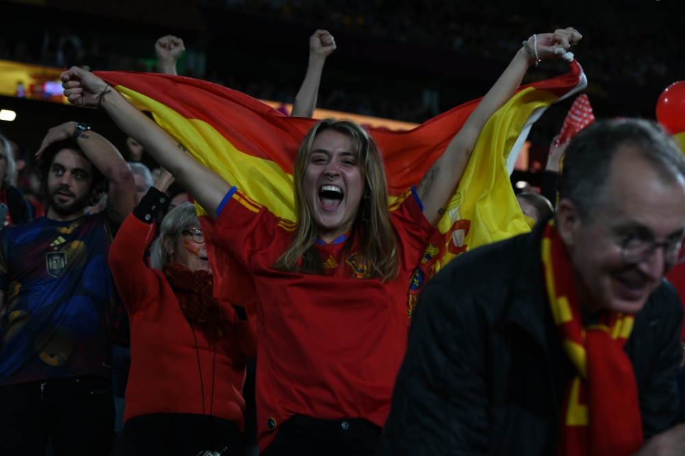 Fans during the FIFA Women’s World Cup Final at Sydney Olympic Park in Sydney, Australia on Aug. 20, 2023.  (Isabella Moore/The New York Times) 