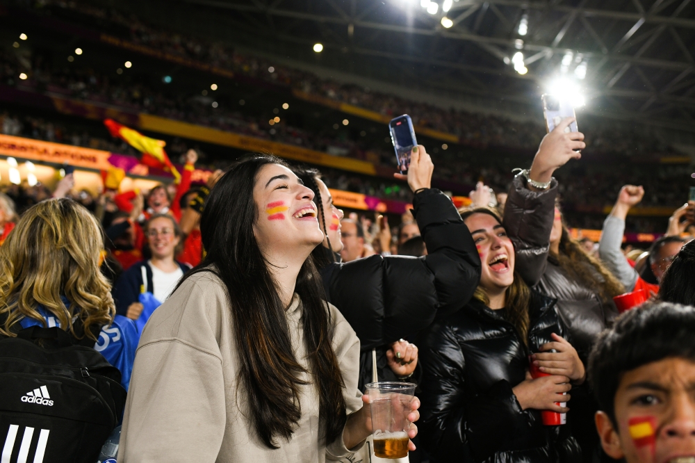Fans during the FIFA Women’s World Cup Final at Sydney Olympic Park in Sydney, Australia on Aug. 20, 2023. (Isabella Moore/The New York Times)