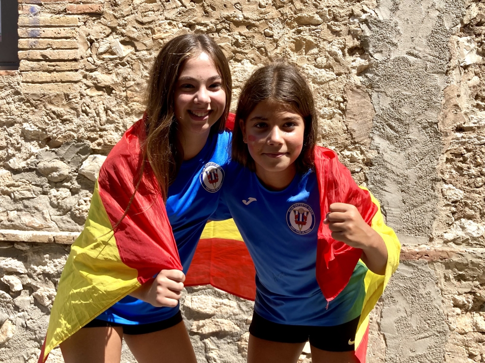 Laura Solorzano left, and Ona Sánchez, after Spain won the Women’s World Cup in Gijón, Spain, Aug 20, 2023. (Constant Méheut/The New York Times)