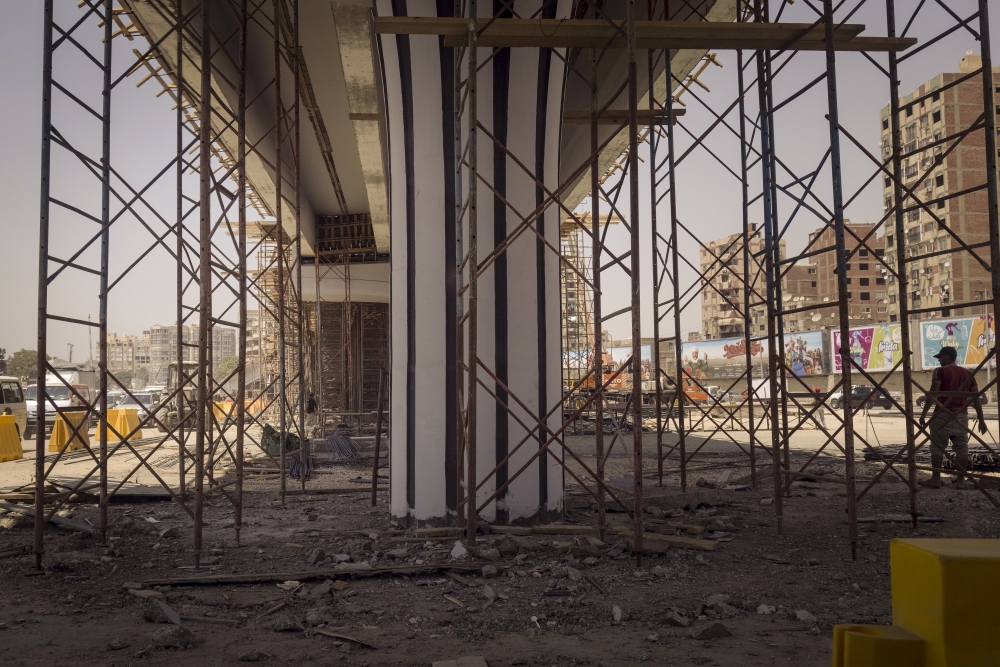 A highway under construction near the Maadi neighborhood of Cairo, on Aug. 12, 2023. (Sima Diab/The New York Times)