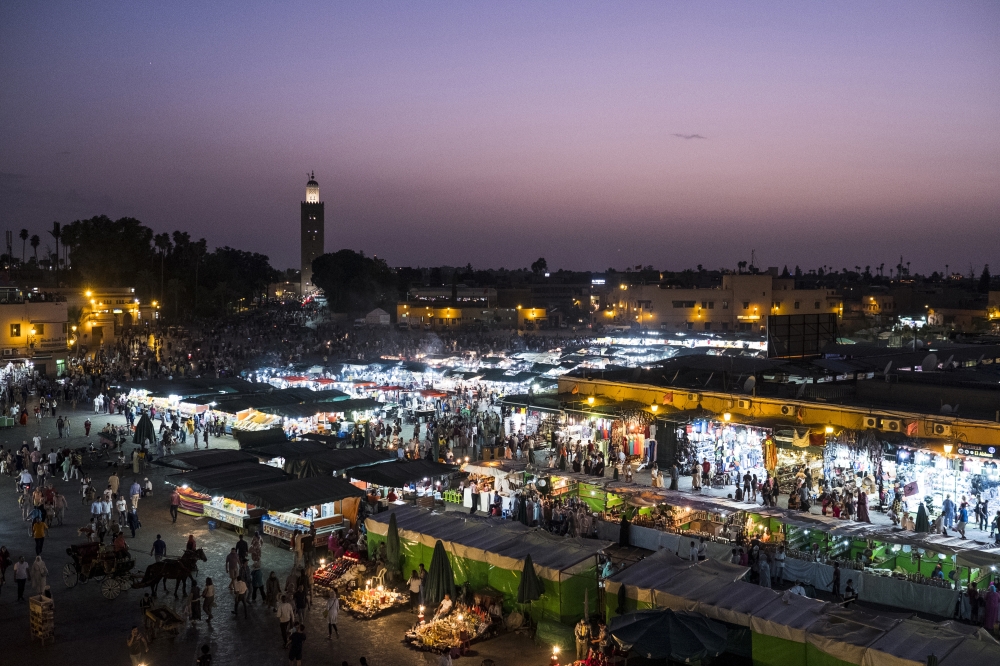 The famed Jemaa el-Fnaa square in the historic quarter of Marrakesh, Morocco, on Sept. 26, 2018. (Daniel Rodrigues/The New York Times)