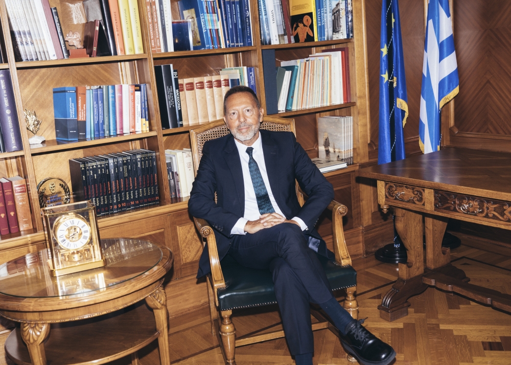 Yannis Stournaras, governor of Greeces central bank, at his office in Athens on Sept. 5, 2023. (Marco Arguello/The New York Times)