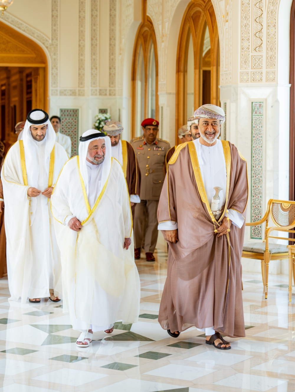 His Majesty Sultan Haitham bin Tarik receives Sheikh Dr. Sultan bin Muhammad al Qasimi, Member of the United Arab Emirates (UAE) Supreme Council 