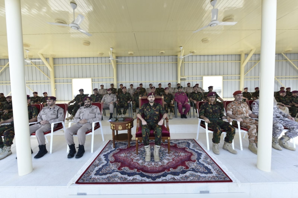 HH Sayyid Theyazin bin Haitham al Said, Minister of Culture, Sports and Youth, attended the final practical demonstration of the Omani-Qatari joint security drill Falcon Eye 