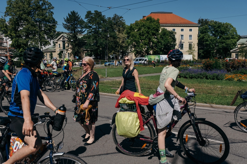 Riding bikes during the mobility fair in Munich, Germany on Sept. 4, 2023. (Felix Schmitt/The New York Times)