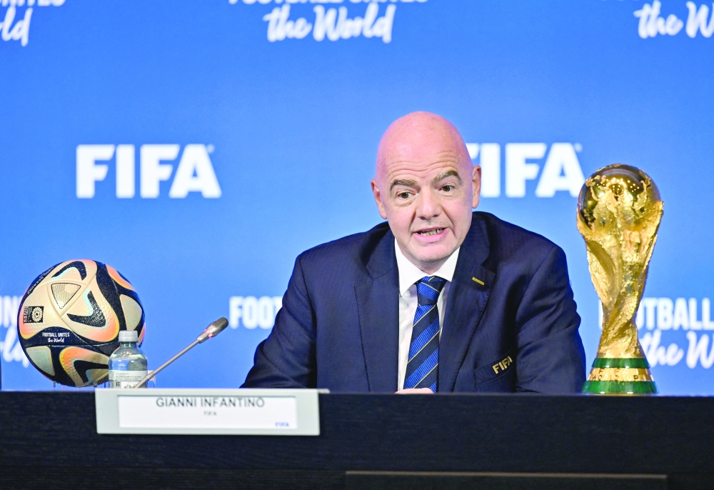 Fifa President Gianni Infantino during the Fifa Virtual Council Meeting in Zurich, Switzerland. -- Reuters