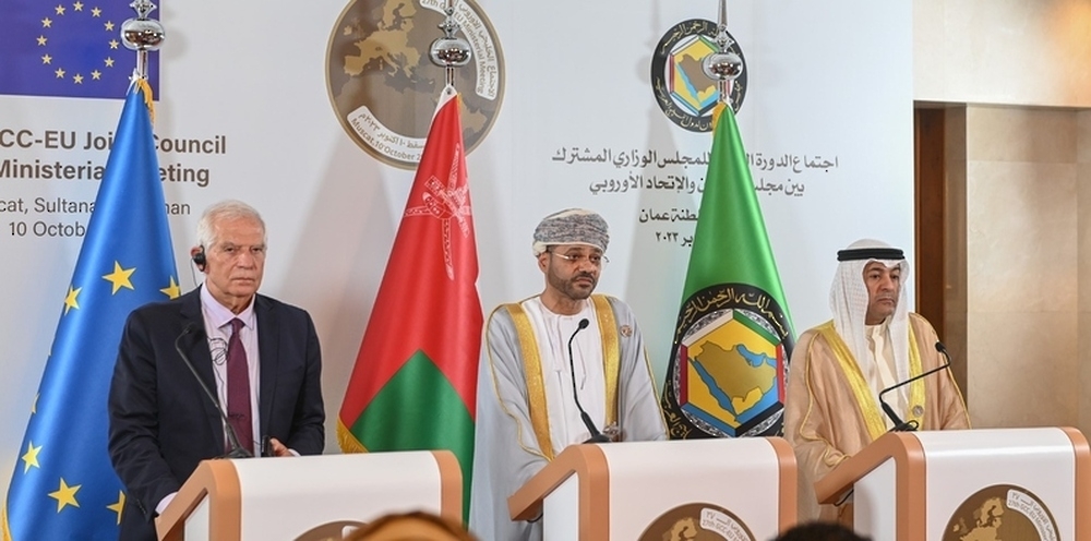 Sayyid Badr, Minister of Foreign during the press conference at the 27th session of the Joint GCC-EU Ministerial Council