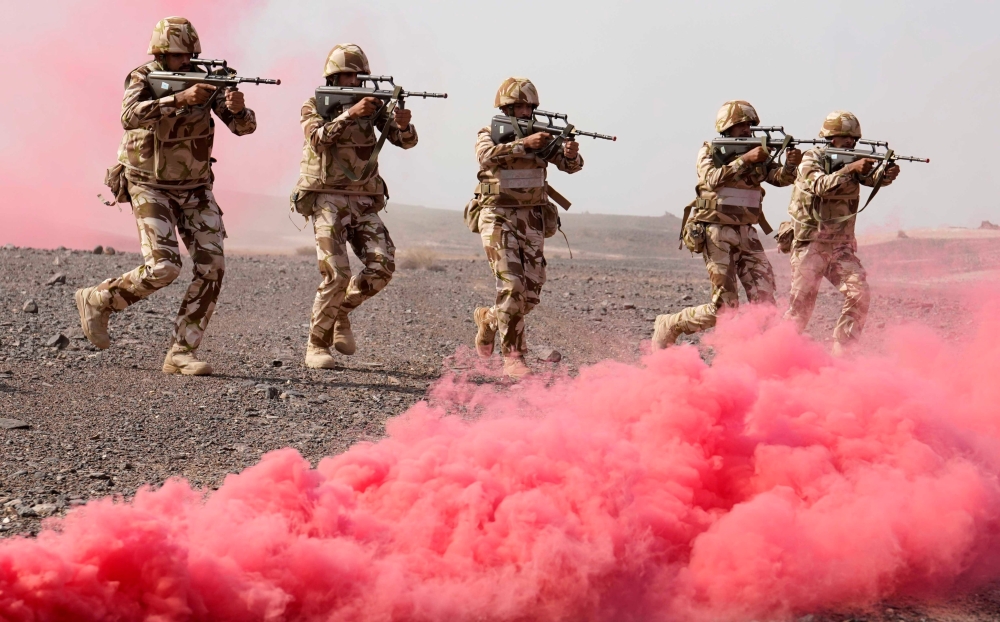 The practical demonstration of a tactical exercise codenamed “Shams 33” for officer candidates, as well as a limited service course and a university officers’ course