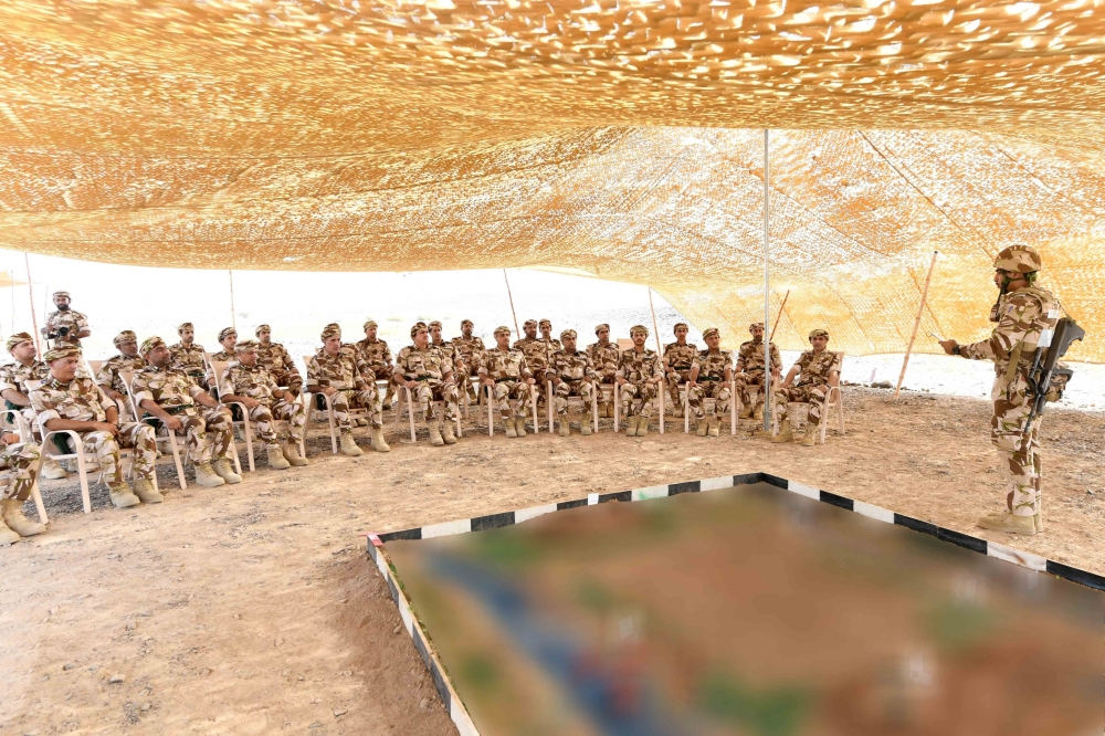 The practical demonstration of a tactical exercise codenamed “Shams 33” for officer candidates, as well as a limited service course and a university officers’ course
