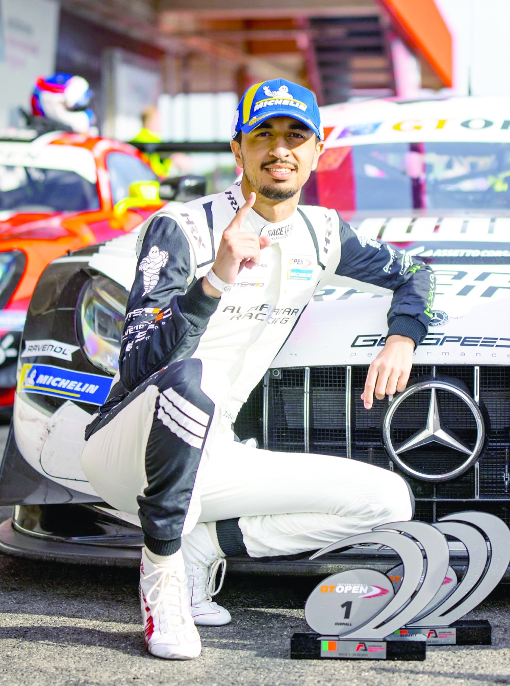 Al Faisal Al Zubair in front of Mercedes AMG GT3
