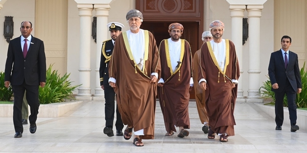 HH Sayyid Shihab is accompanied by Sayyid Badr Hamad al Busaidi, Foreign Minister, Dr Said Mohammed al Saqri, Minister of Economy