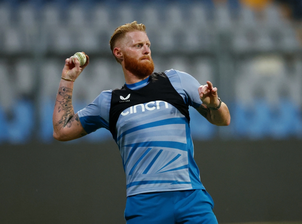England's Ben Stokes during practice at Wankhede Stadium, Mumbai. -- Reuters