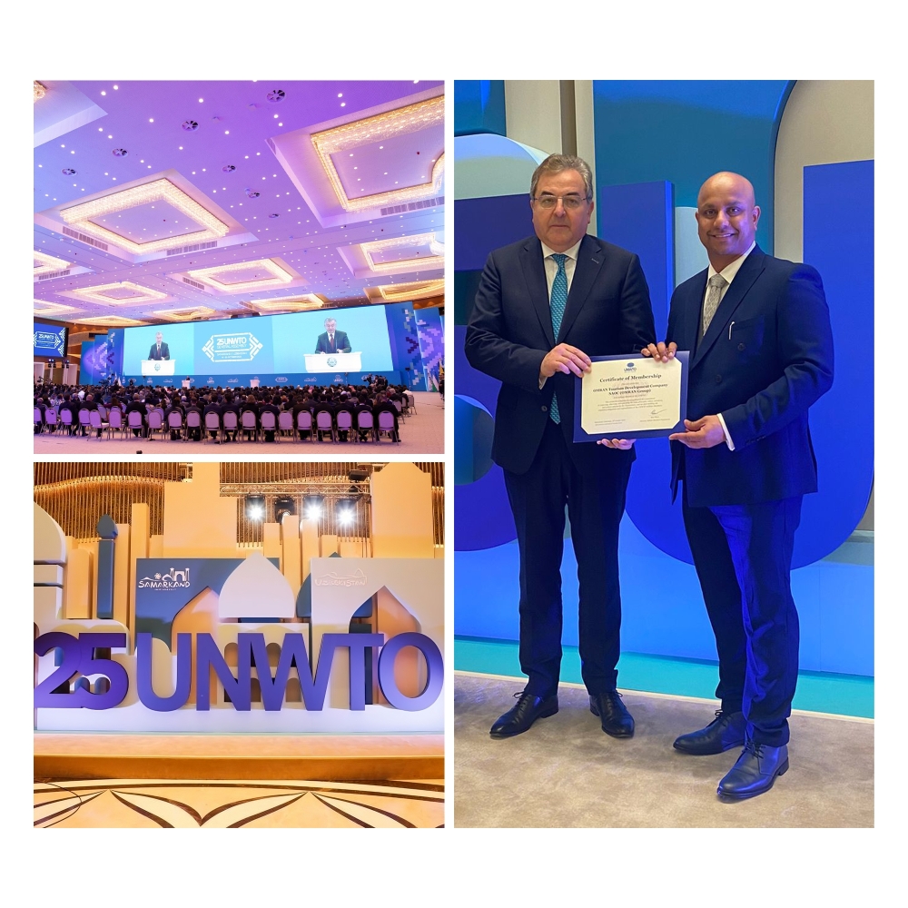 Ambassador. Vilcu Lon, Director of the Affiliate Members Department at UNWTO, presented the membership certificate to Dr. Hashil Al-Mahrouqi, the CEO of OMRAN Group.