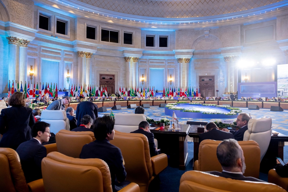 The picture shows the opening session of the Cairo Summit for Peace, at the St Regis Almasra Hotel in Cairo, Egypt. — Reuters 