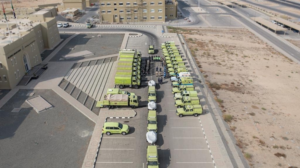 CDAA personnel and vehicles stand in formation ahead of deployment to face Tej.