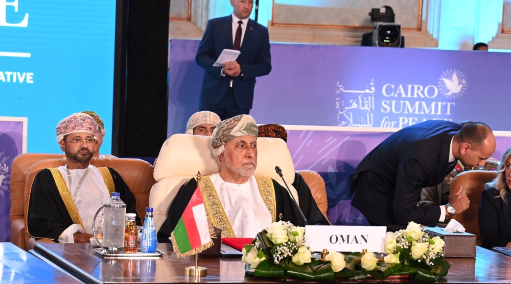 HH Sayyid Shihab bin Tarik al Said chaired the Sultanate of Oman’s delegation at Cairo Summit for Peace.