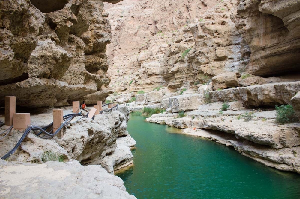 Wadi Shab is about 140 kilometres from Muscat on the Qurayat-Sur coastal road.