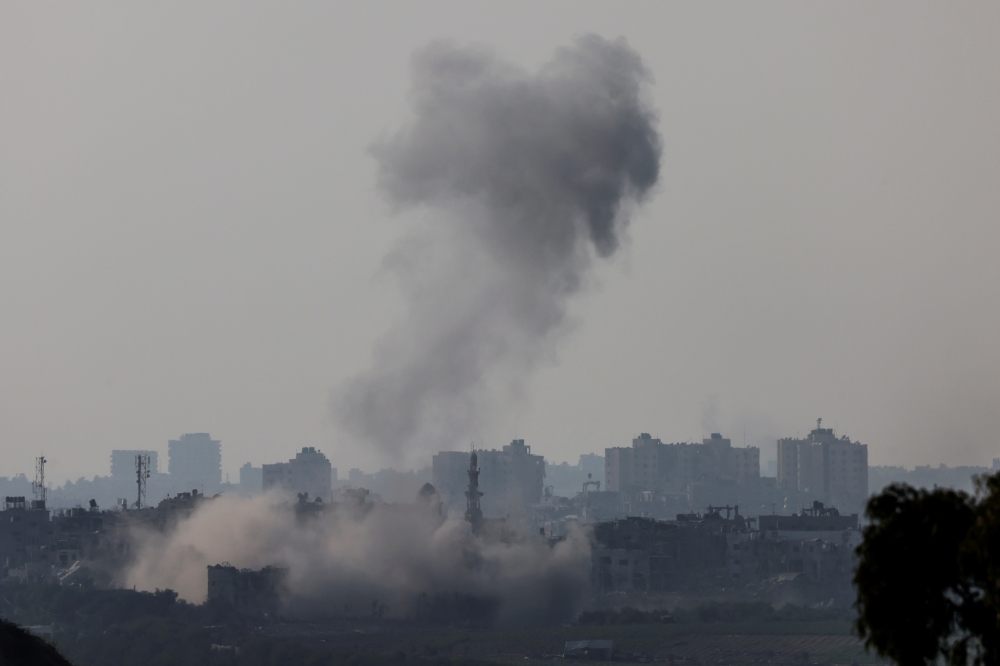 Smoke is seen rising in Gaza 
