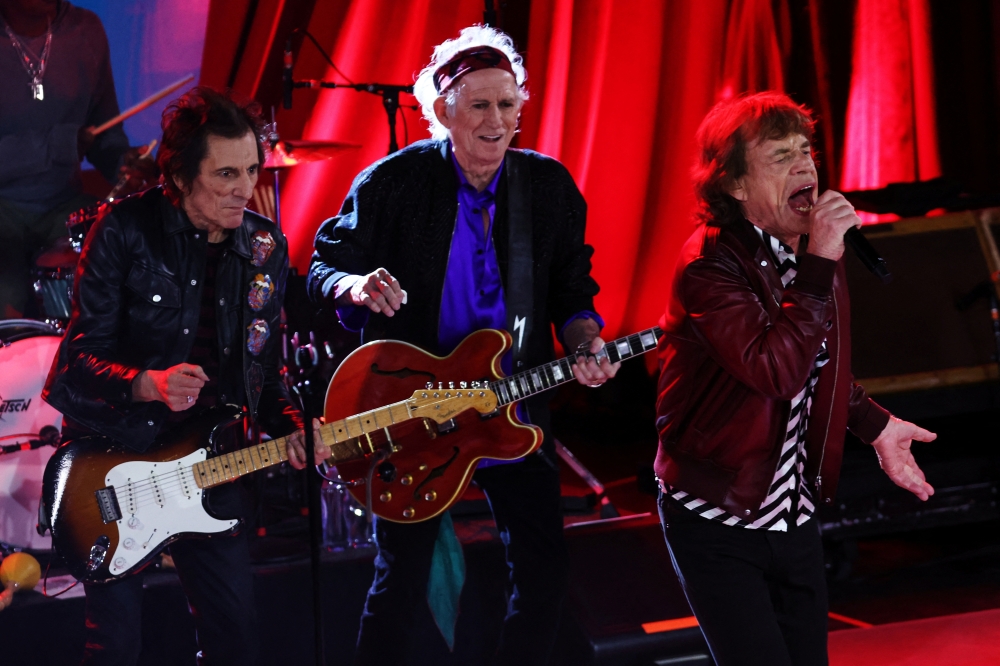 The members of the Rolling Stones Mick Jagger, Keith Richards and Ronnie Wood perform during a private record release party of their new album "Hackney Diamonds" in New York City, U.S., October 19, 2023. REUTERS/Shannon Stapleton
