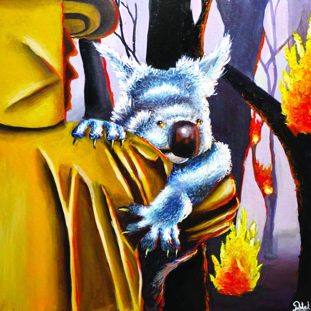 An artwork on display by a student