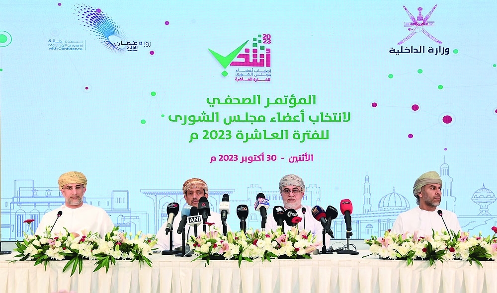 The officials addressing the press conference on Monday. 