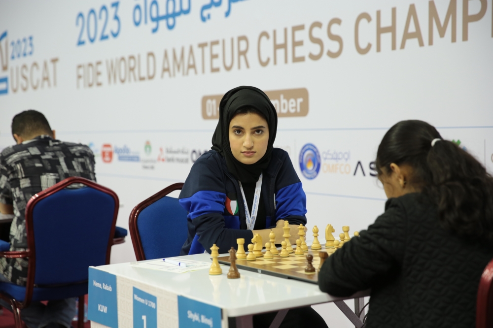The Kuwaiti player Rabab Nema in action
