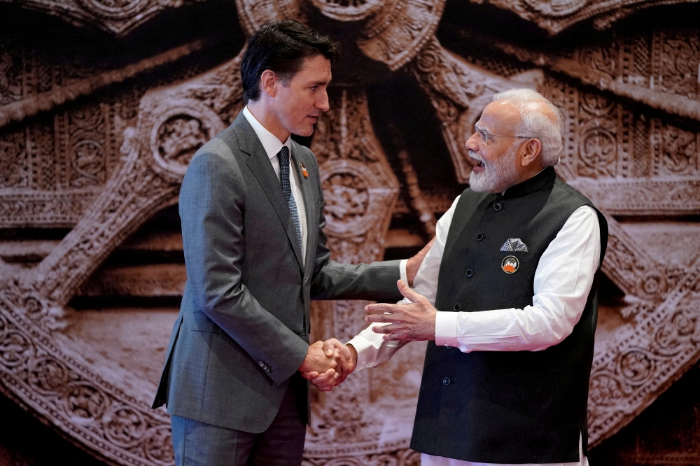 Indian Prime Minister Narendra Modi with Canada Prime Minister Justin Trudeau during the the G20 Summit, in New Delhi