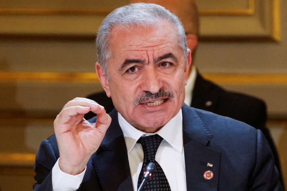 Palestinian Prime Minister Mohammad Shtayyeh speaks during an international humanitarian conference for civilians in Gaza at the Elysee Presidential Palace in Paris. - Reuters 