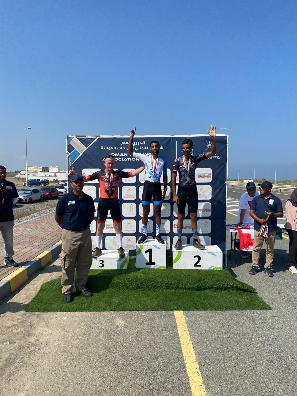 OCA League Race 3 Open category top three.