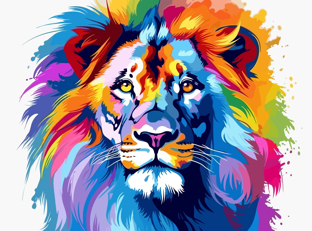 Pride,Picture,,Bright,Independent,Multi-colored,Rainbow,Lion,,Lgbtq,Symbol,,Print
