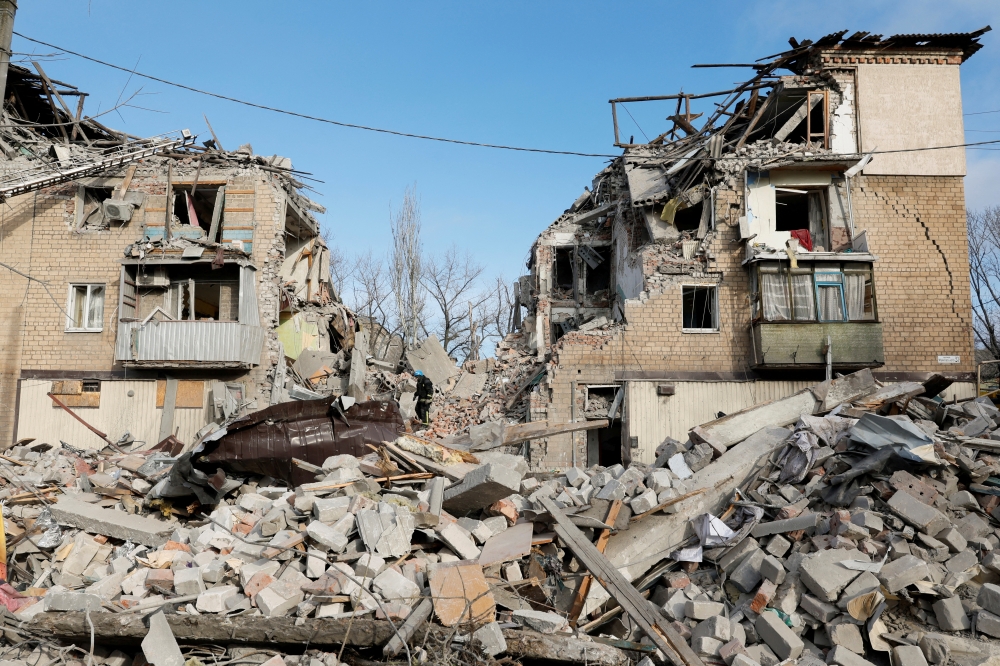 A view shows residential houses heavily damaged by a Russian missile strike, in the town of Selydove, Donetsk region, Ukraine. — Reuters 