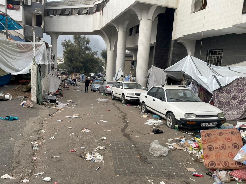 Picture shows the premises of Al Shifa hospital during the Israeli ground operation around the hospital in Gaza City. - Reuters 
