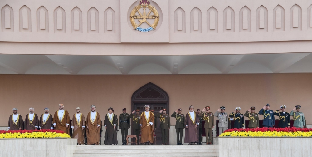 His Majesty Sultan Haitham bin Tarik, the Supreme Commander, presided over a military parade on Saturday.
