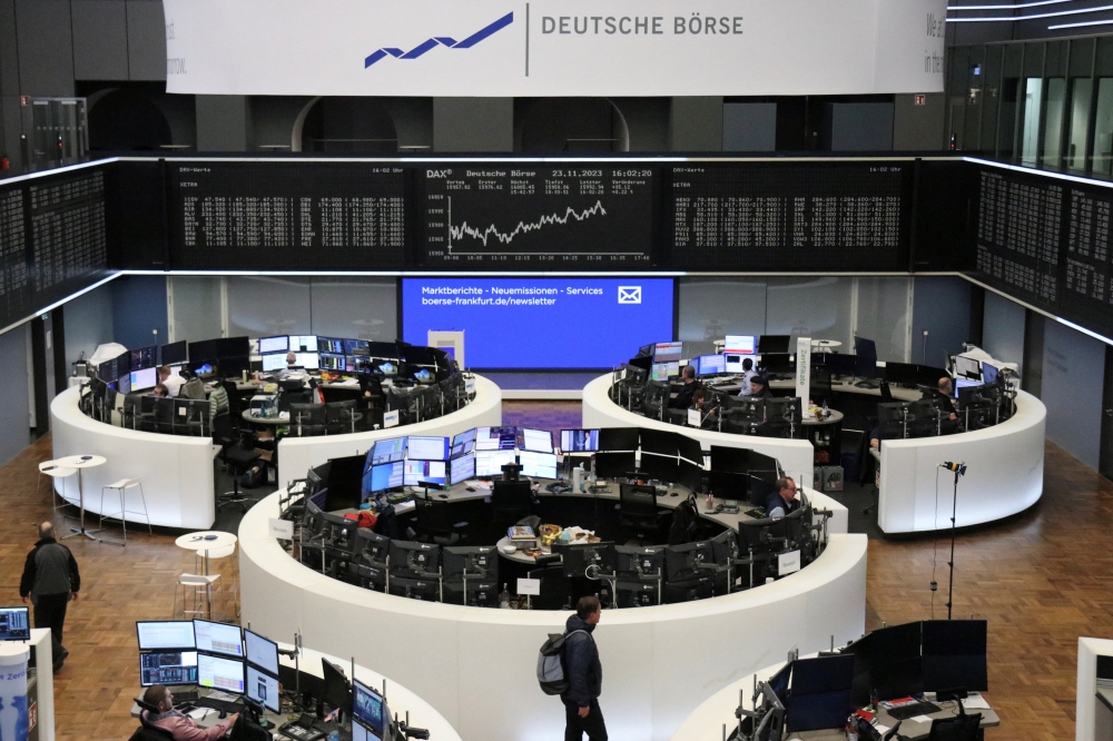 The German share price index DAX graph is pictured as the German index celebrates its 35th birthday at the stock exchange in Frankfurt. - Reuters