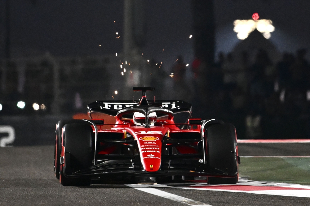Ferrari's Monegasque driver Charles Leclerc drives during the second practice session for the Abu Dhabi Formula One Grand Prix at the Yas Marina Circuit in the Emirati city on November 24, 2023. (Photo by Jewel SAMAD / AFP)

