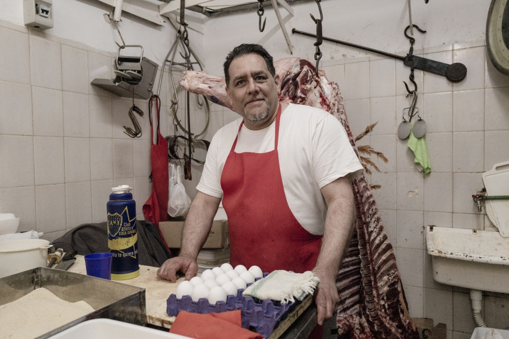 Marcelo Capobianco at his butcher’s shop in Buenos Aires, Argentina, on Nov. 21, 2023. (Anita Pouchard Serra/The New York Times)