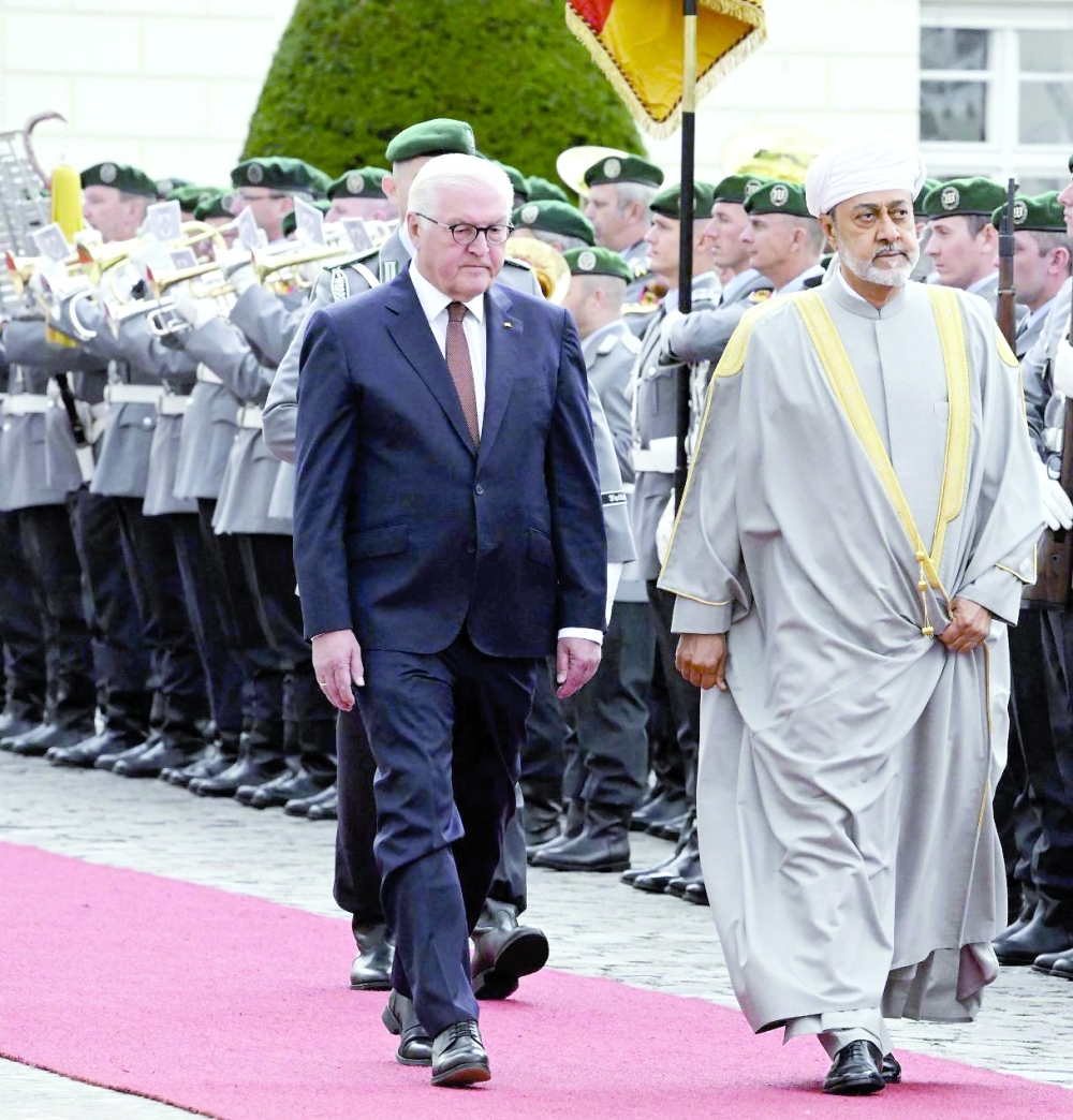 His Majesty Sultan Haitham bin Tarik with President Dr Frank-Walter Steinmeier during HM the Sultan's visit to Germany in July 2022
