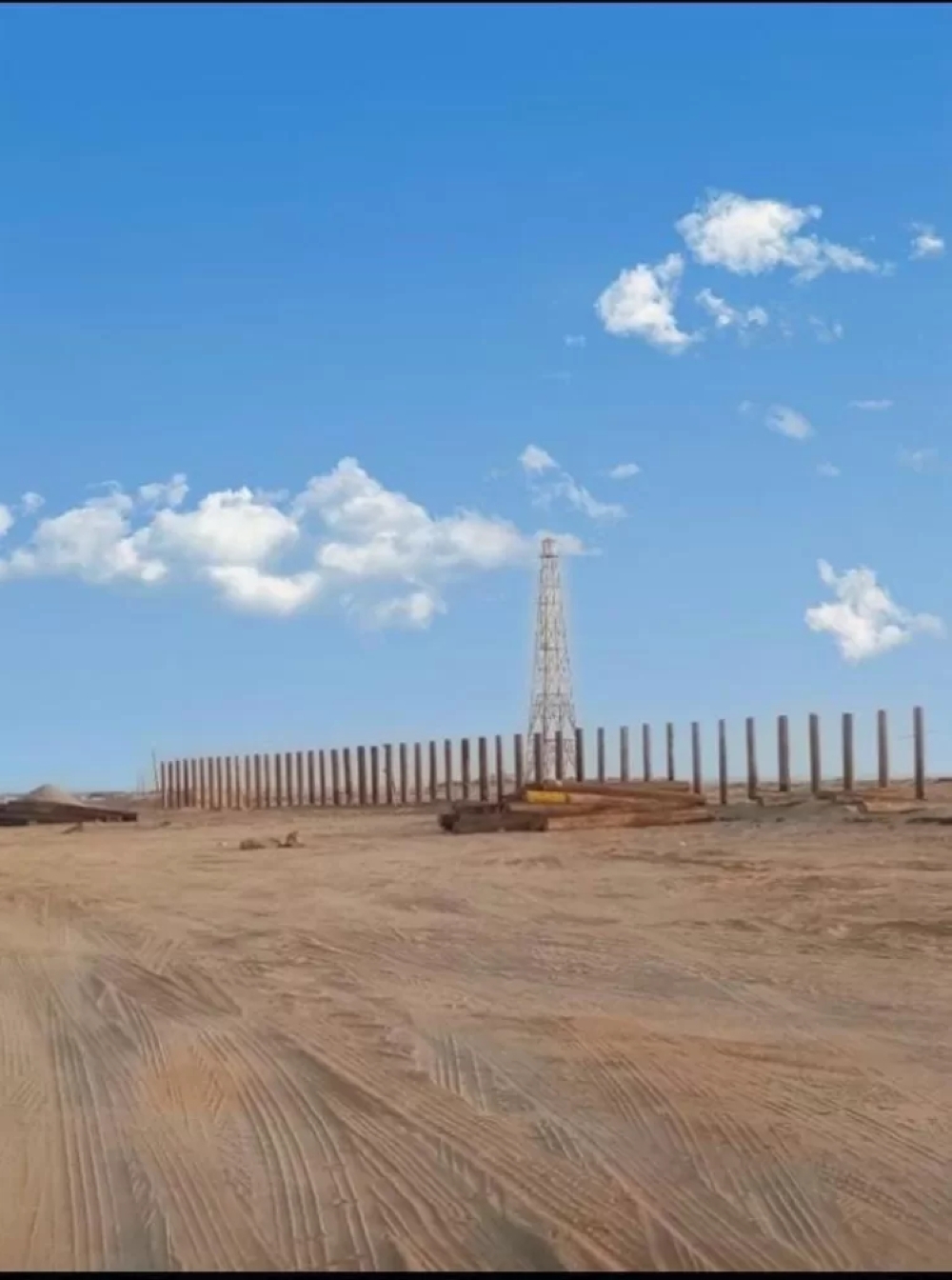 Wooden pillars have been installed to prevent people from crossing to the beach