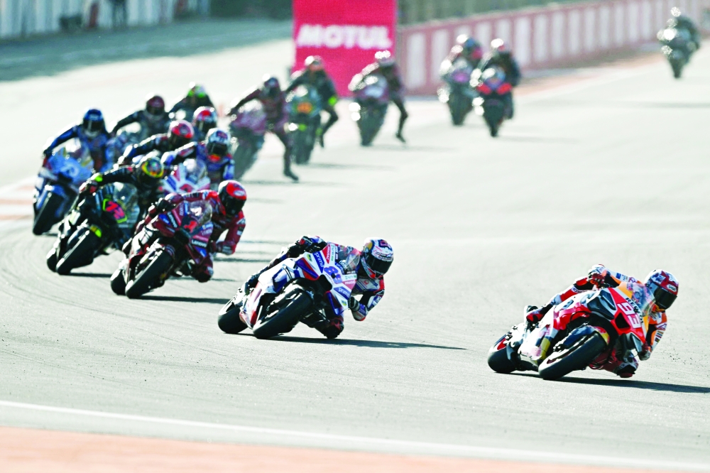 The start of the sprint race of the MotoGP Valencia Grand Prix at the Ricardo Tormo racetrack in Cheste. — AFP