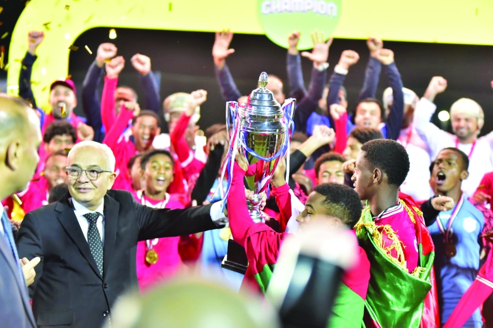 Oman National U-15 football team left the trophy