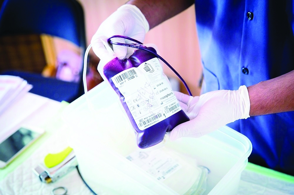 One can donate blood plasma at the Bausher Blood Bank any day during official working hours