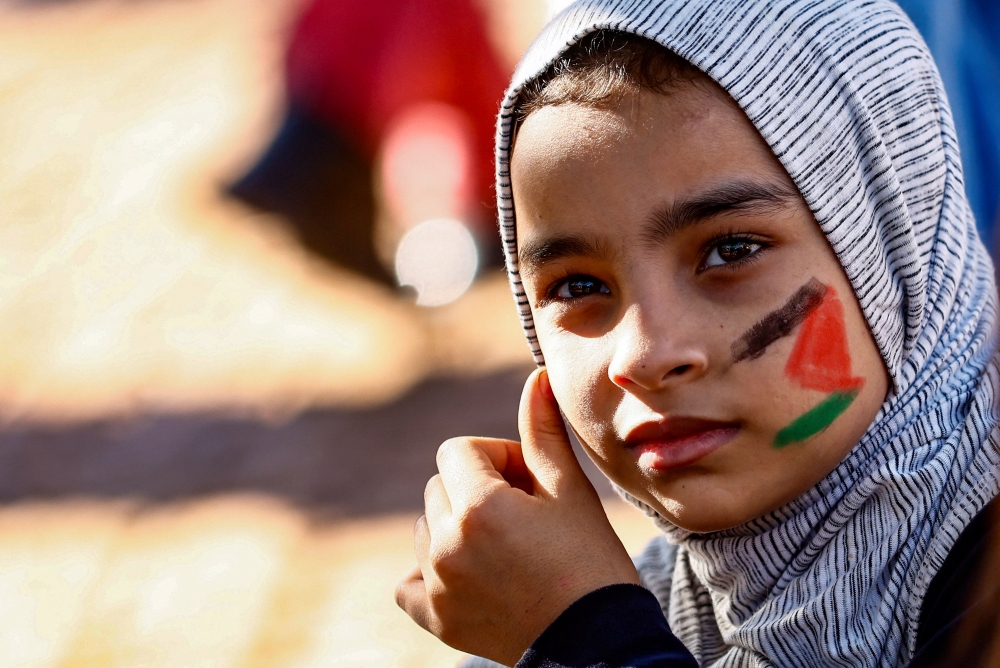 Protest in support of Palestinians in Gaza, as today marks the International Day of Solidarity with the Palestinian People, in Beirut on Wednesday. — Reuters