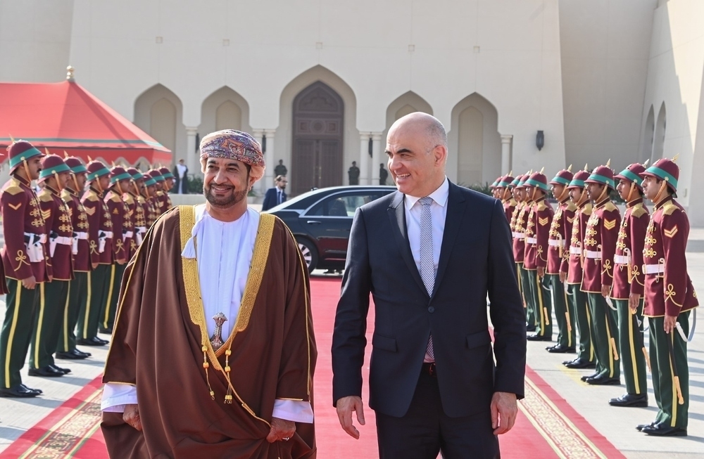 Sayyid Khalid Hilal Al Busaidi, Minister of the Diwan of Royal Court led the farewell party for the Swiss President and his accompanying delegation at the Royal Airport.
