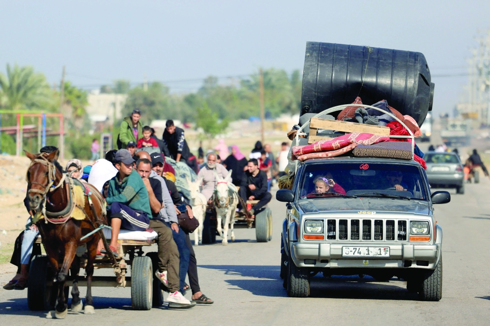 Palestinian civilians flee Khan Yunis in the southern Gaza Strip. — AFP