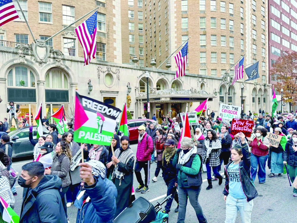 Demonstrators rally in support of Palestinians in Washington, DC, on December 2. — AFP 