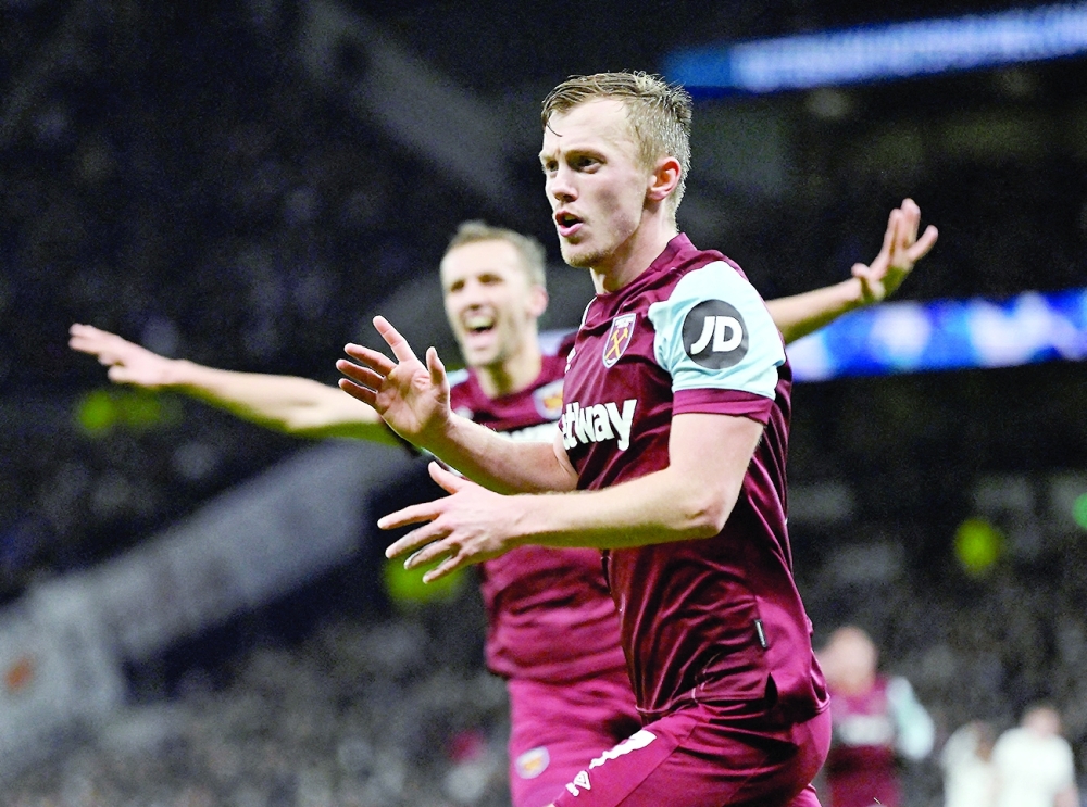 Soccer Football - Premier League - Tottenham Hotspur v West Ham United - Tottenham Hotspur Stadium, London, Britain - December 7, 2023 West Ham United's James Ward-Prowse celebrates scoring their second goal REUTERS